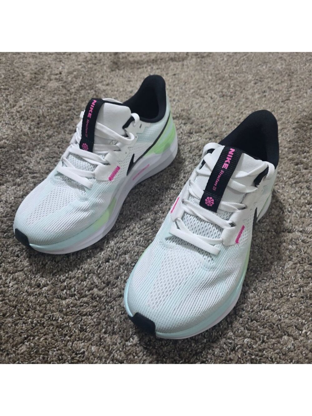 Nike Air Zoom Structure 25 Women's Running Shoes White Green Size 9 DJ7884-105